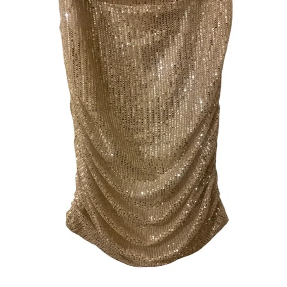 PrettyLittleThing Champagne Off-Shoulder Dress - Picture 3 of 6